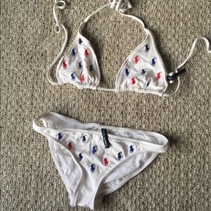 Ralph Lauren white logo bikini, size small